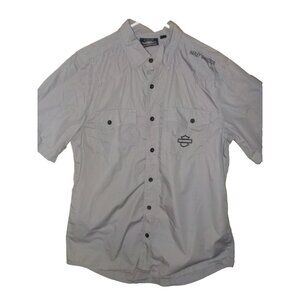Genuine Harley-Davidson Men's Gray Ripstop Button-up Shirt Size Medium